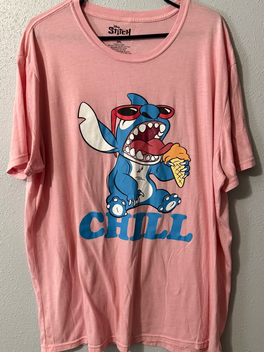 Disney Stitch 'Chill' Graphic Tee - Pink & Blue